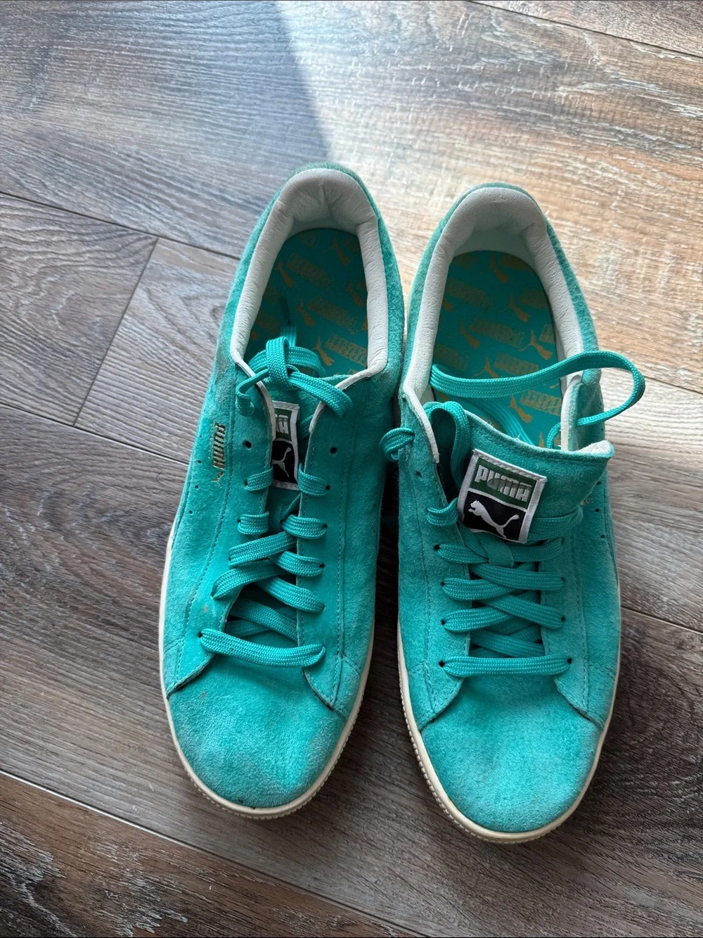 Puma Teal Suede Low-Top Sneakers